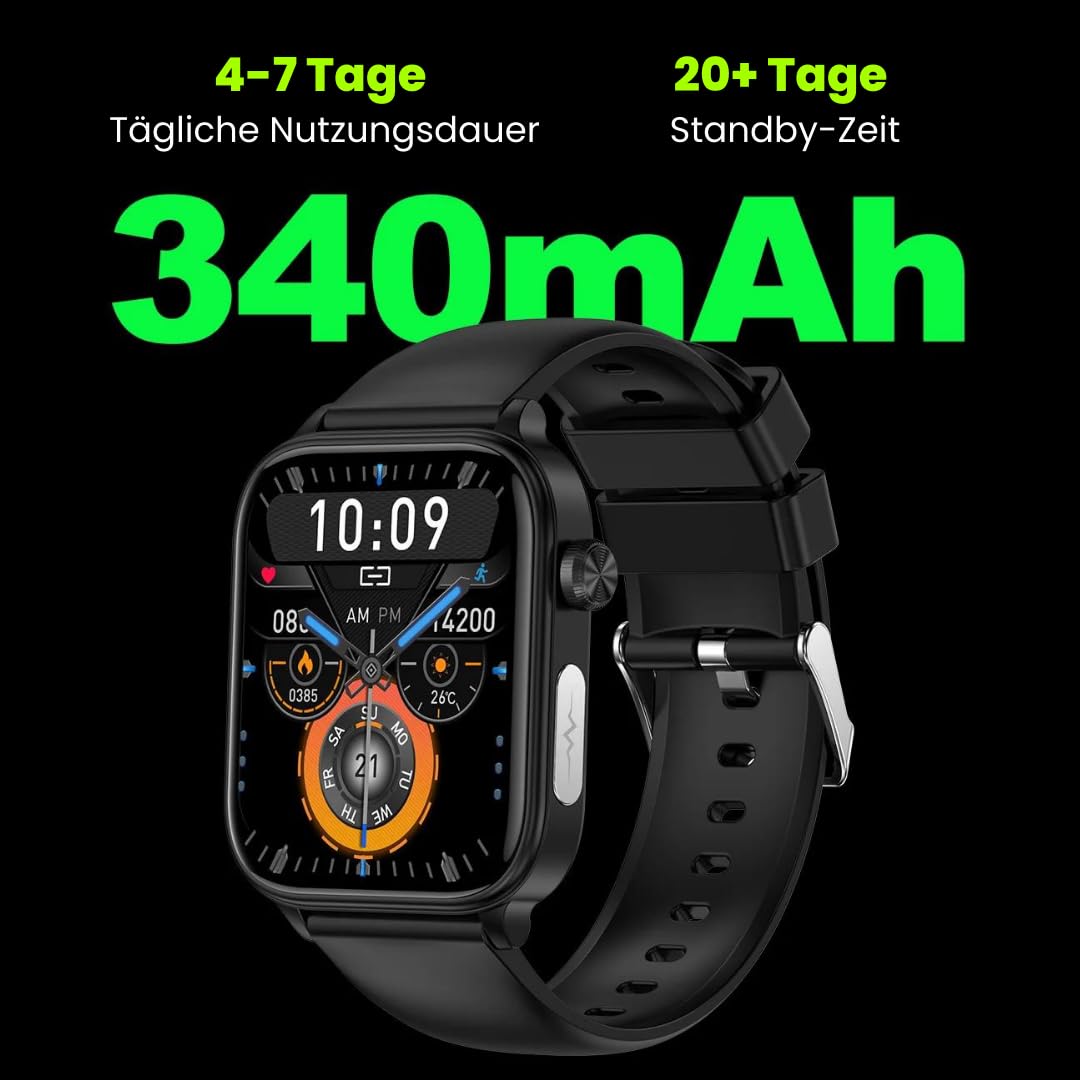 GlucoCare SOS - Original Smartwatch mit SOS-Notruf, automatischer Sturzerkennung, 24/7 Gesundheitsüberwachung und Aktivitäts-Tracking für Senioren - Sicherheit und Komfort vereint