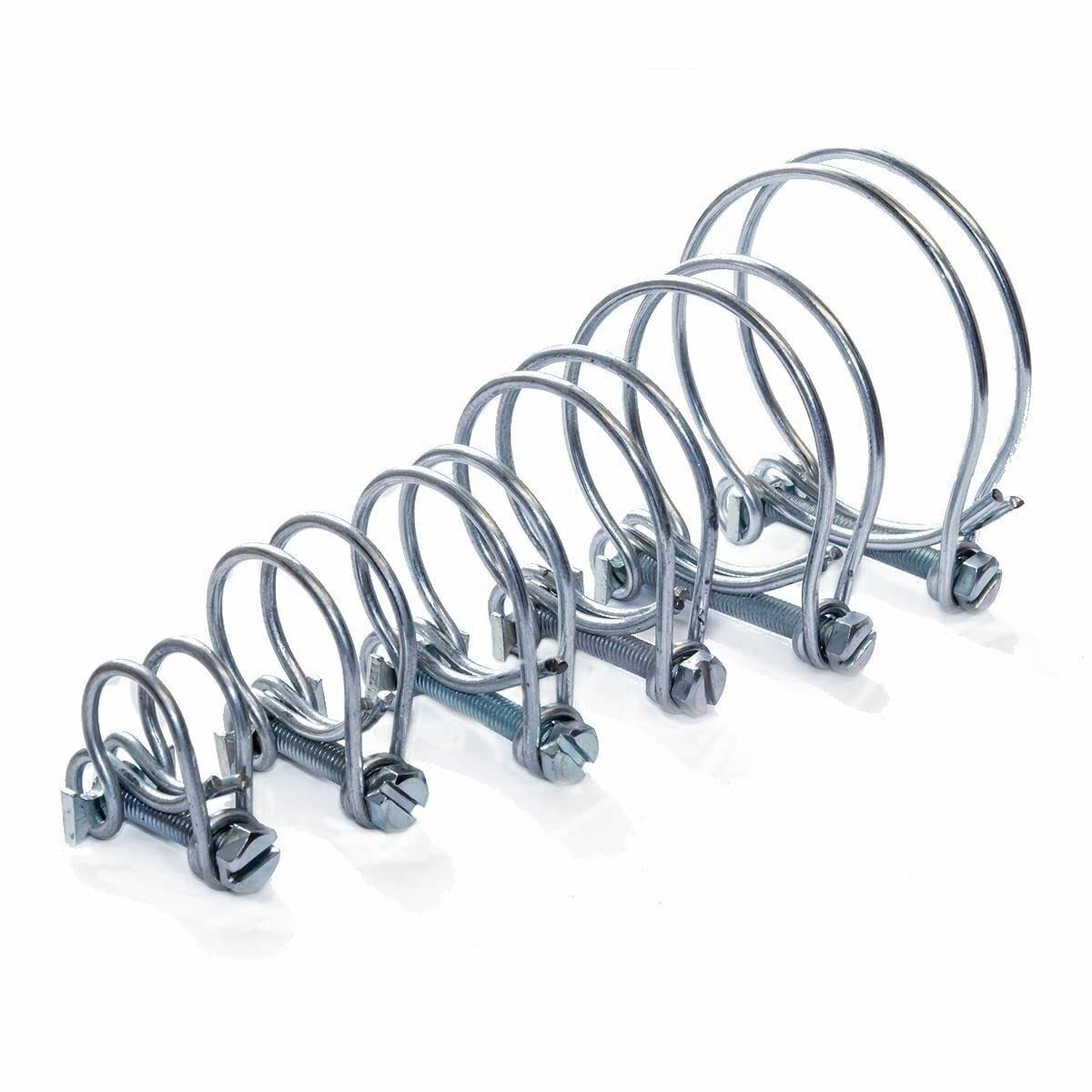 B2C DOUBLE WIRE HOSE CLIPS POND PIPE SCREW TIGHT KOI FISH FITTING FILTER PUMP WATER 12.5mm - 20mm - 25mm - 32mm - 38/40mm - 50mm (20 PACK, 25mm (1in))