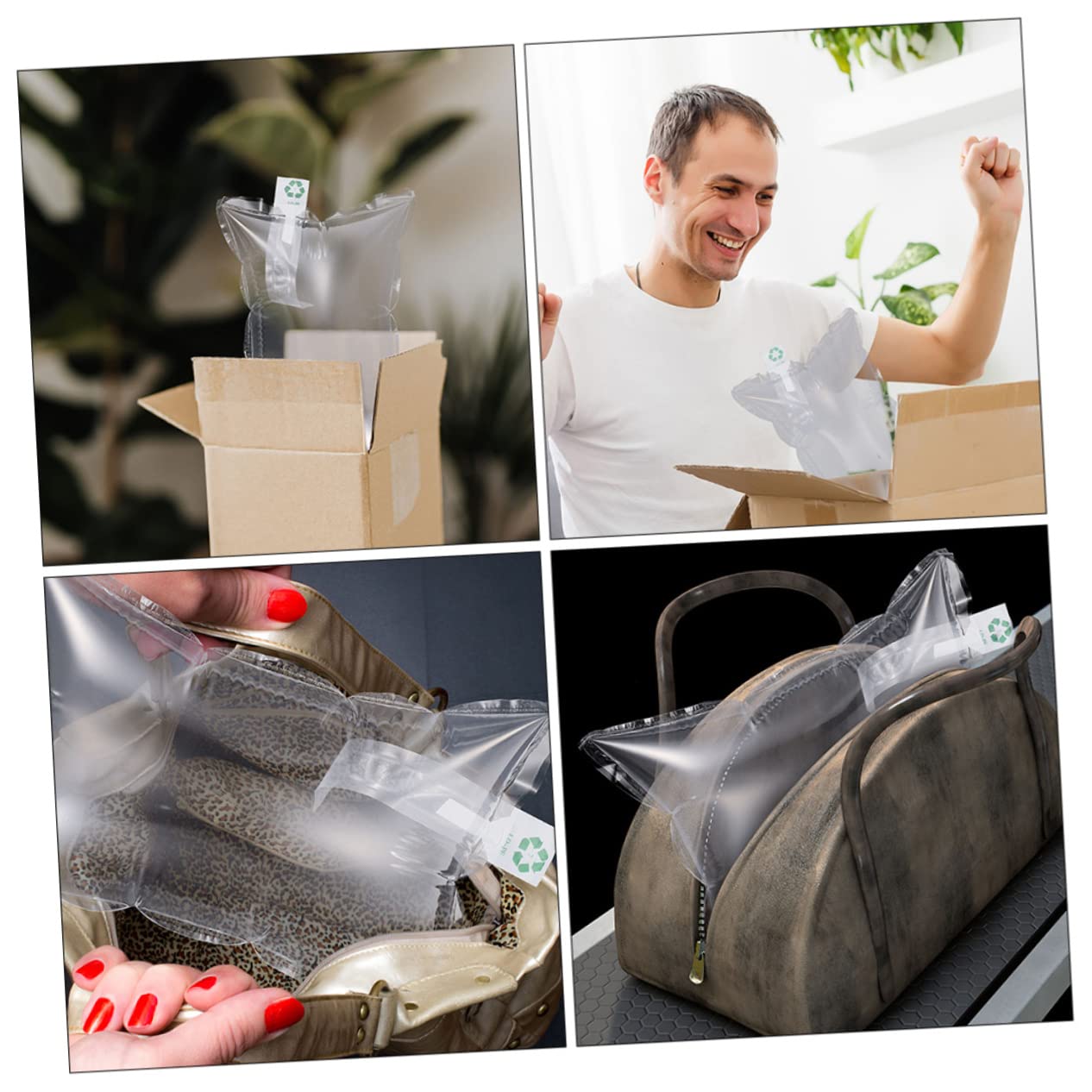 Lot de 50 Paquet D'emballage Gonflables Anti-collision 30 X 40 Cm en Film Coextrudé pour Calage Express, Coussin D'air Léger et Résistant pour Protection Colis Fragile