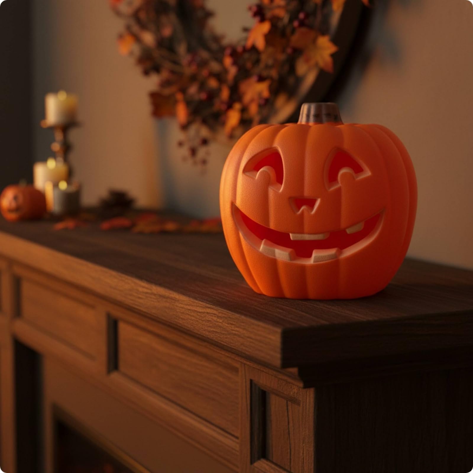 Zucca di Halloween da 50 Cm , 50cm , Zucca Di Halloween Con Faccia Spettrale Effetto Invecchiato