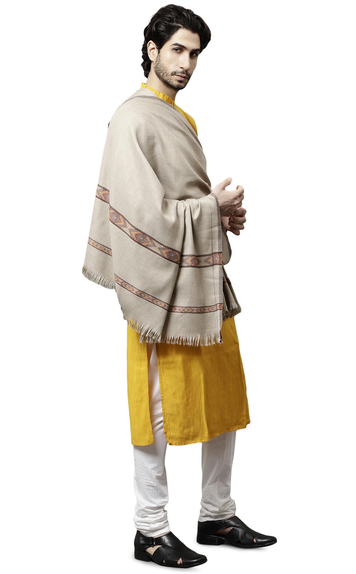Weavers Villa Men's Kullu Design Wool Blend Lohi/Shawl, 120cm x 240cm - Image 4 thumbnail