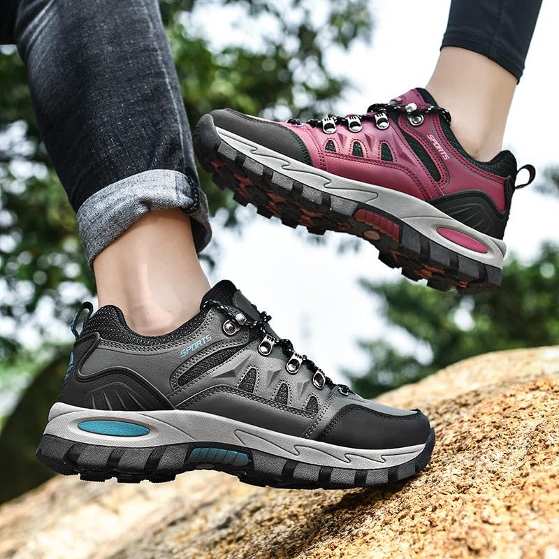 Herren Damen Wanderschuhe Wasserdicht Outdoor Anti-Rutsch Wanderstiefel Sportlich Bequem Leicht Outdoor Wandern Trekking Schuhe Braun/Schwarz Grau/Schwarz Violett/Grau Orange 36-46 EU