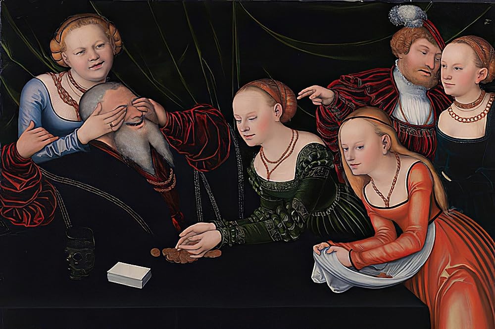 Cuadro sobre lienzo Viejo seducido de Lucas Cranach decoración de hogar 60x90cm 5