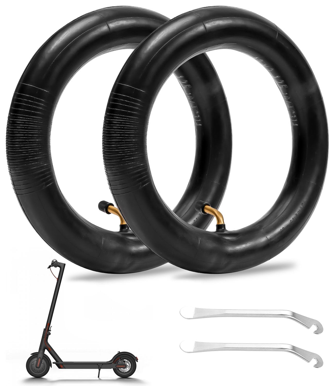 Verstärkte Luftkammern 10 x 2,125 für Xiaomi Elektroroller 10 Zoll, verstärkt, Innenschlauch, doppelte Reifen, Ersatz mit Ventil 45°
