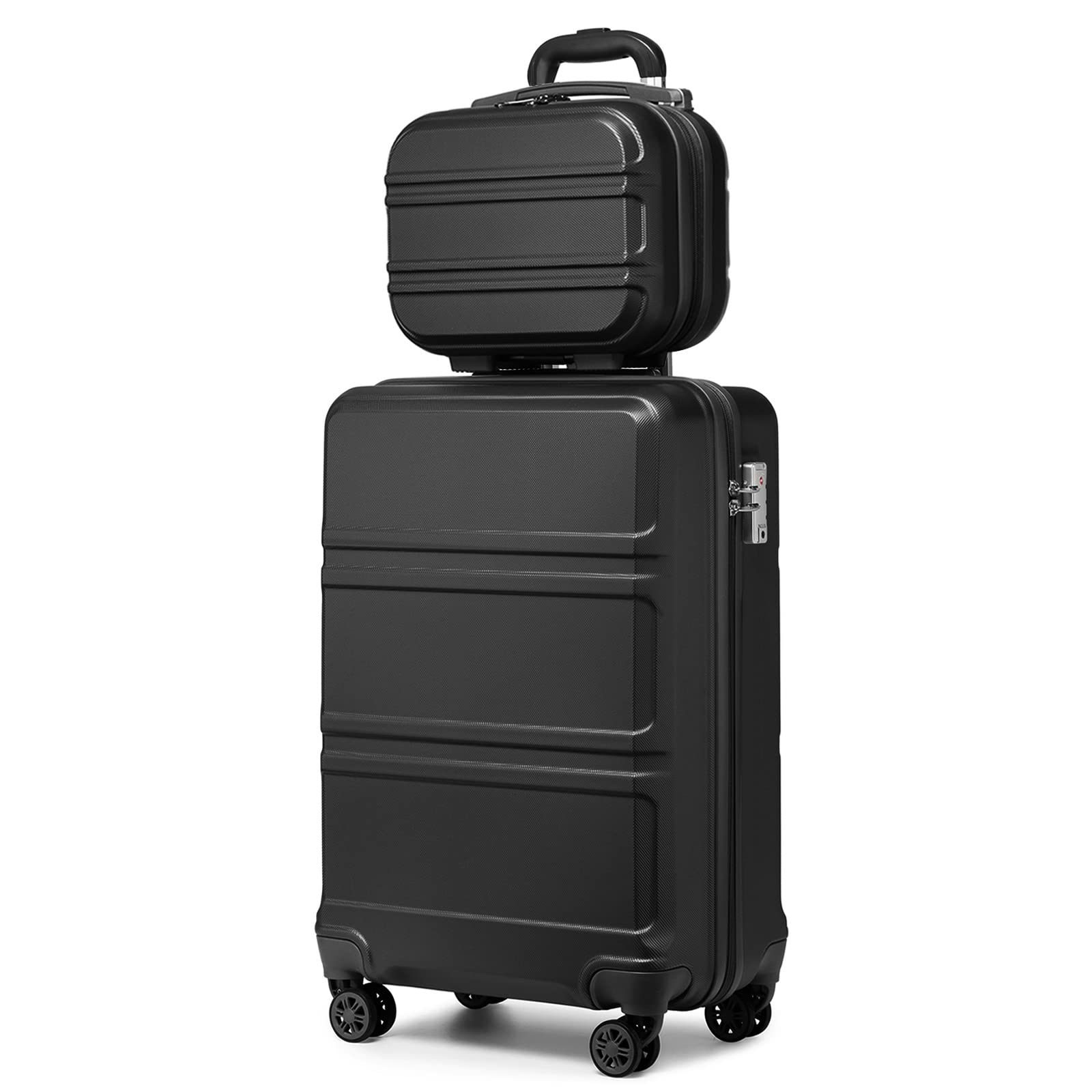 Kono Carry On Luggage Set Lightweight Airline Approved Carry On Suitcase with TSA Lock Spinner Wheels Durable Luggage Hardside Black