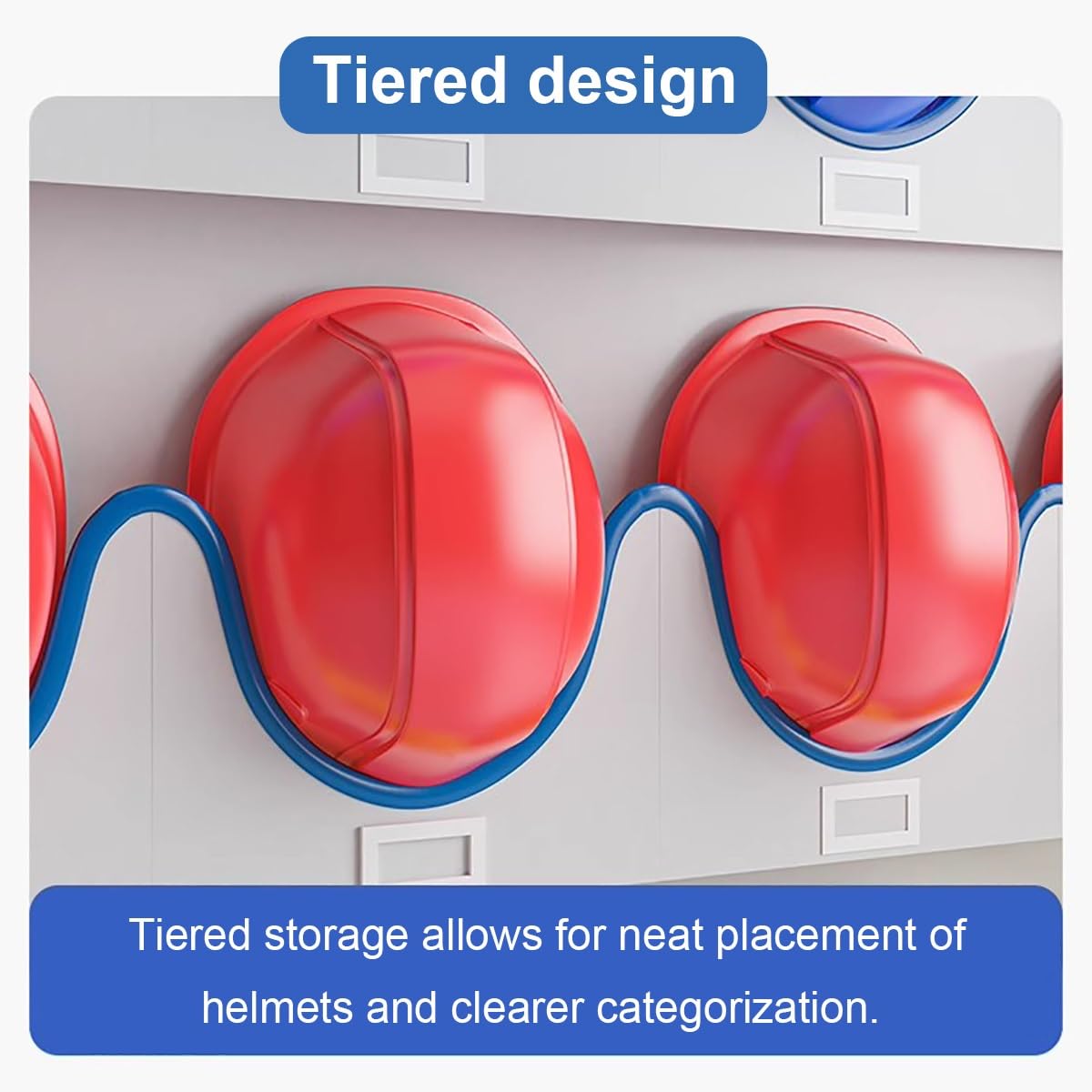 Soporte de Pared para Cascos, Organizador con Tiras Protectoras de Goma, Ideal para Obras de construcción, talleres, fábricas y garajes