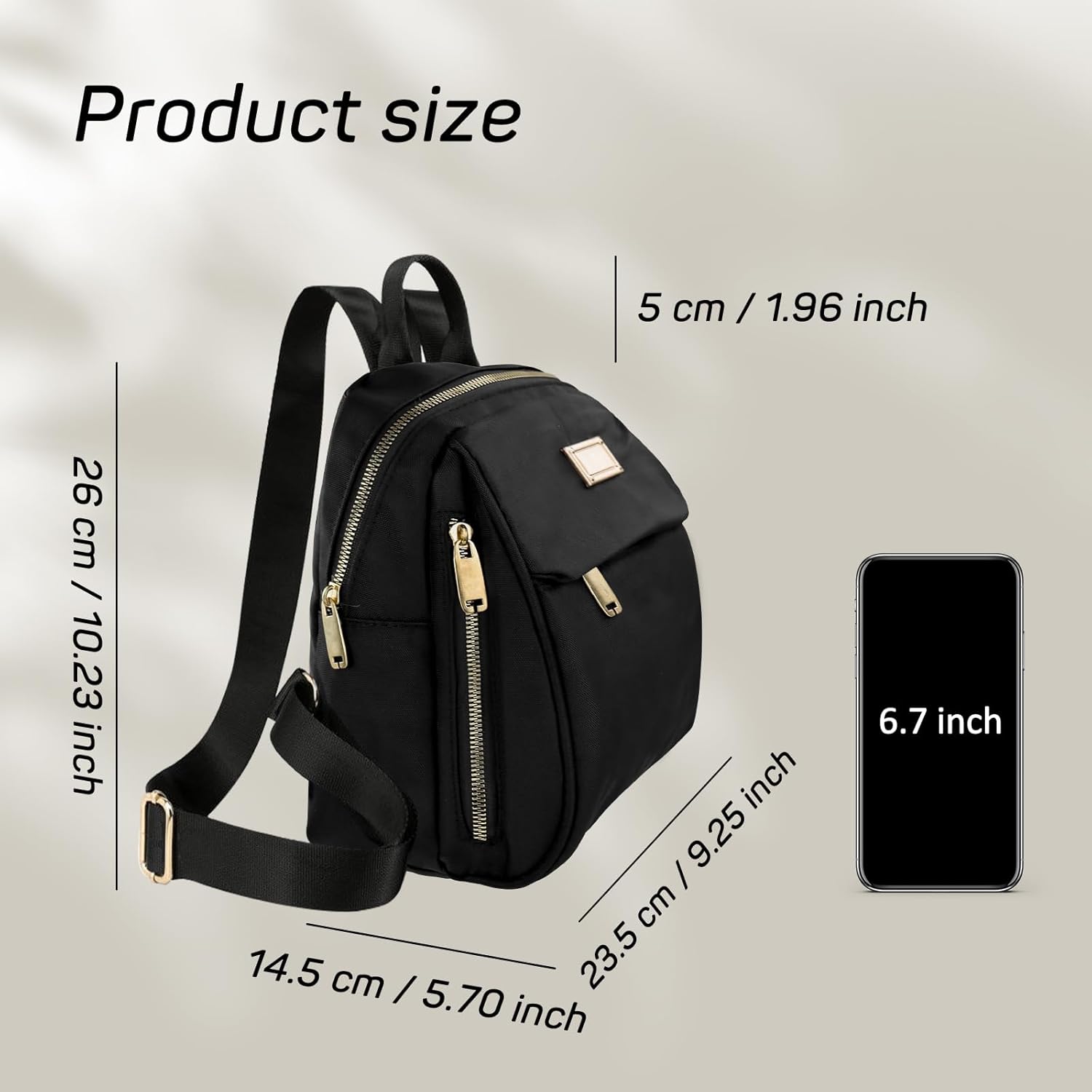 Womens Small Backpack Purse, Oxford Cloth Tiny Backpack Small backpacks for Women, Mini Backpacks for Travel (black) - Image 2