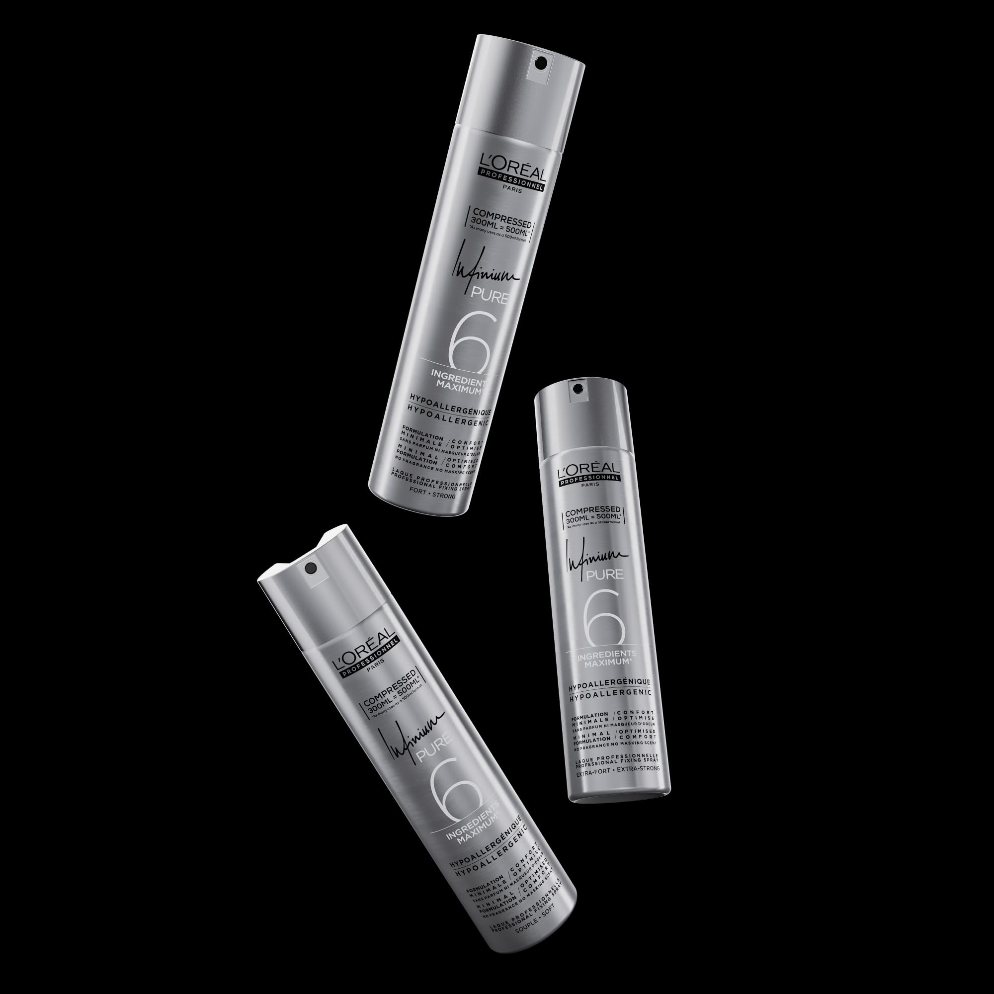 L'OREAL PROFESSIONNEL - Laque Infinium Pure - Tenue Longue Durée - Formule Légère 6 Ingrédients, Sans Parfum & Hypoallergénique - Toucher Naturel & Cheveux Brillants - 300 ml