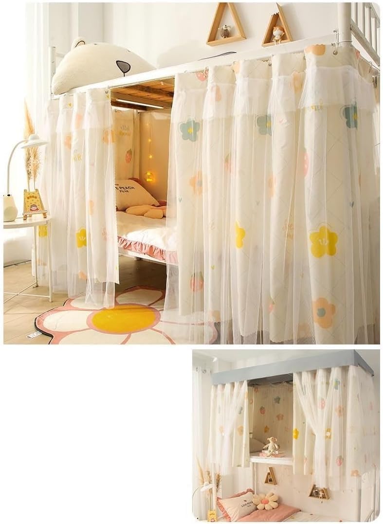 Rideau de Lit pour Superposé Cabine Ciel de Lit en Polyester Rideau Superposé pour Lit d'enfant Couvre-Lits Baldaquin Anti-poussière et Anti-Insectes Rideau Occultant Tenture Cabane Étudiants