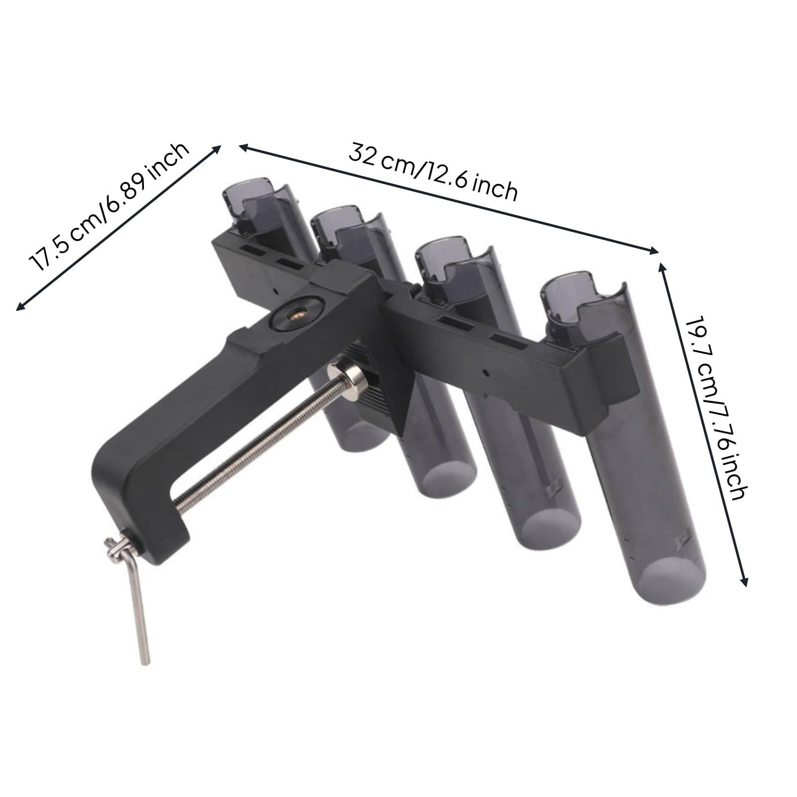 Milageto Portacanne a 4 Tubi Smontabile Portacanne con Braccio Metallico Resistente Ruggine Poggiacanne per Barca