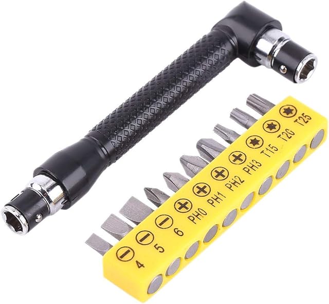 1/4Inch L-Shape Wrenches 90 Degree Hex Socket with 10 pcs Flat Torx Screwdriver Bits