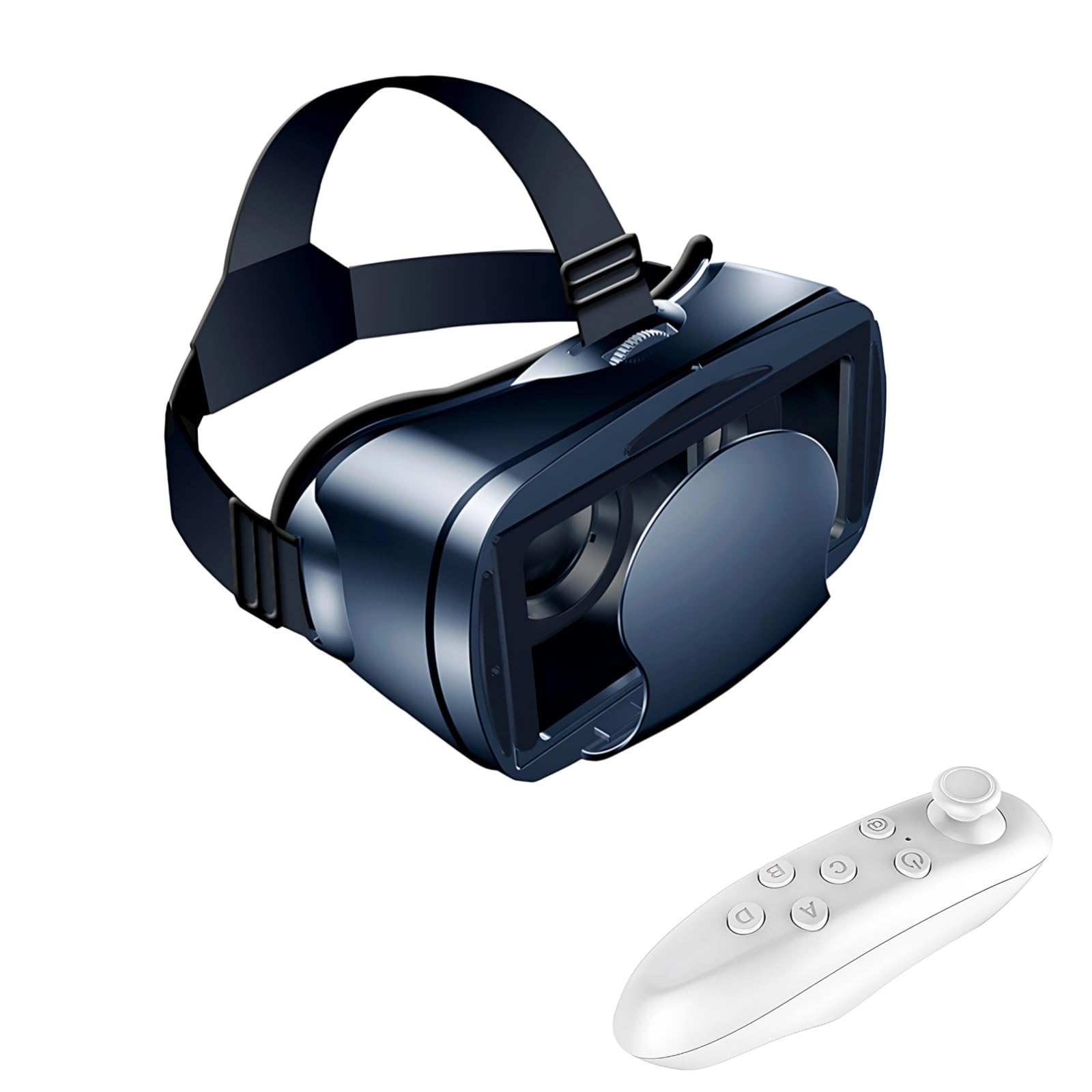 VR Headset mit Controller, Virtual Reality 3D VR Brille für Handy, immersive 3D Filme und AR Spiele, verstellbare Passform, kompatibel mit 5 bis 7 Zoll Smartphones, 12 x 4,4 x 3,3 cm