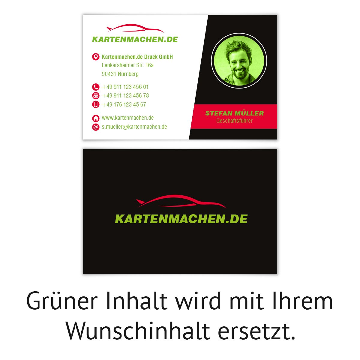 300 x Visitenkarten individuell Business Karten 300g/qm 85 x 55 mm - Autohändler