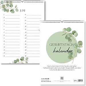 Geburtstagskalender I Kalender für Geburtstage und Jahrestage I 