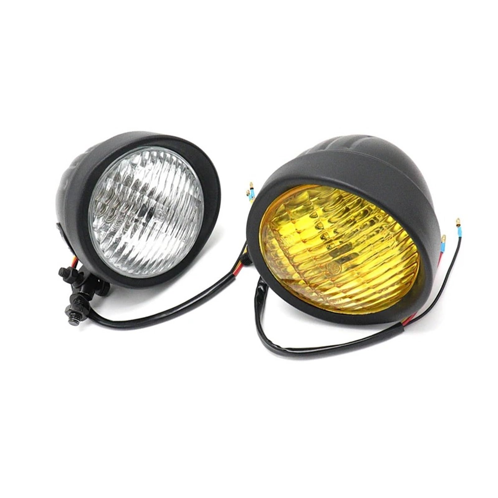 Faretti Moto Lampada Per Fari A Proiettile Da 45 Pollici Per Moto Classica Nera Cromata Per Bobber Chopper Dirt(Black Clear)