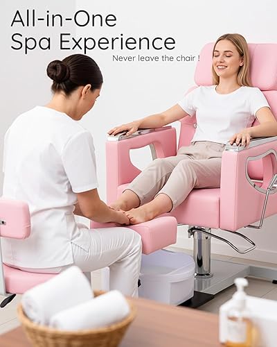 Vista 3 de Silla de Pedicura con Spa para Pies y Taburete, Conjunto de Estación de Pedicura Nail Tech con Soporte de Pedicura Ajustable, Tazón de Masaje