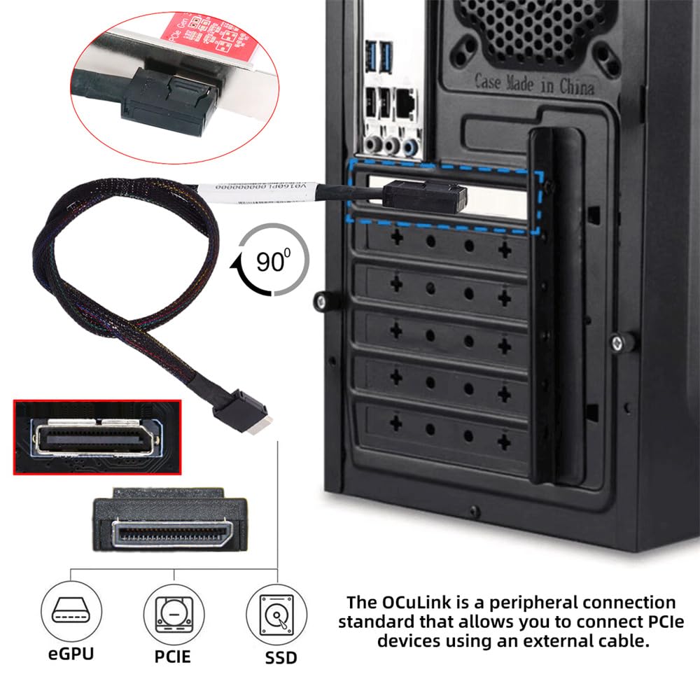 xiwai OcuLink PCIe 4.0 PCI-Express SFF-8611 4i maschio a SFF-8611 maschio SFF-8611 maschio cavo dati attivo per eGPU SSD esterno, 50 cm