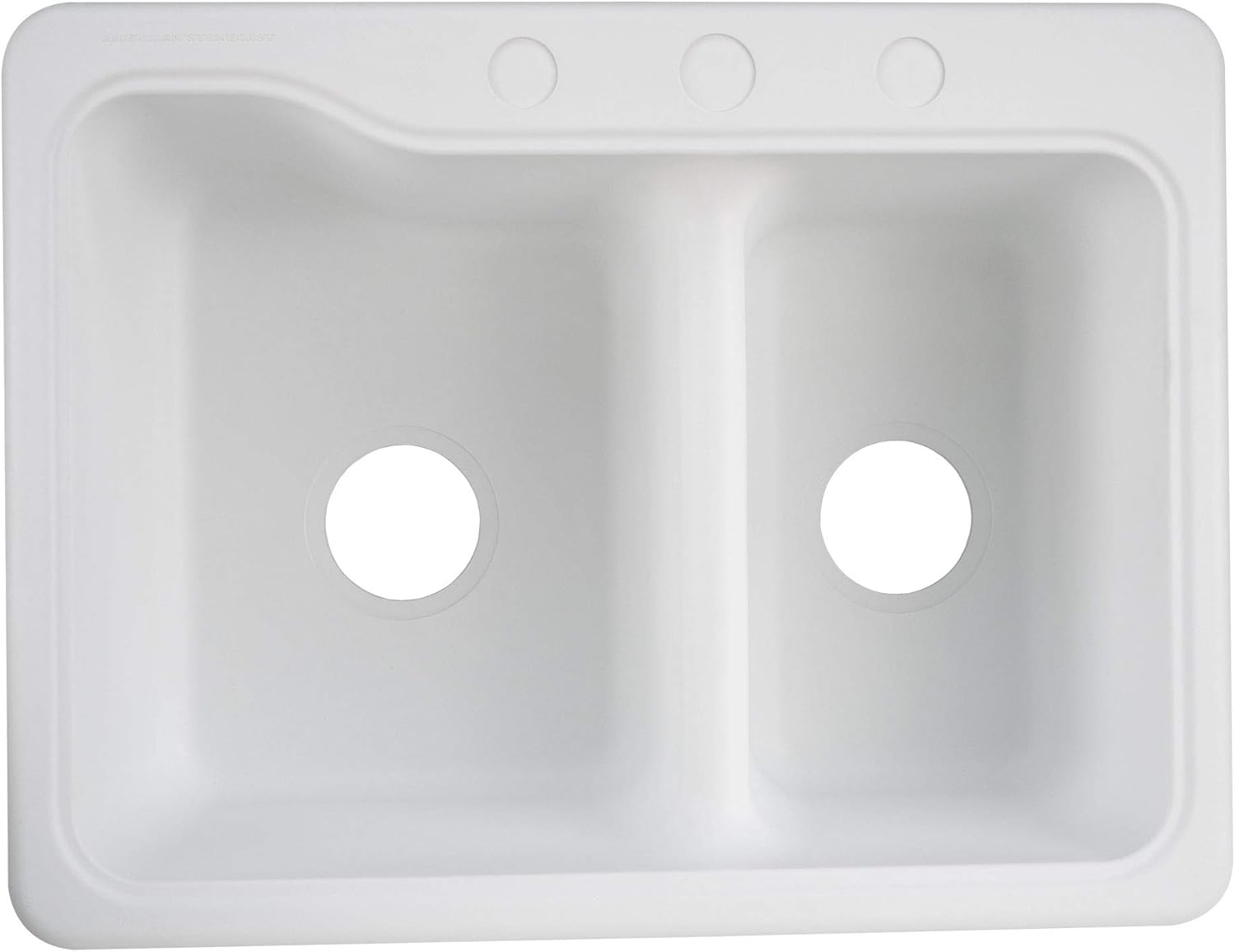 RecPro RV Sink | 25 x 19" Composite Sink | White or Granite Black | Hydrophobic Coating | Double Basin (White)