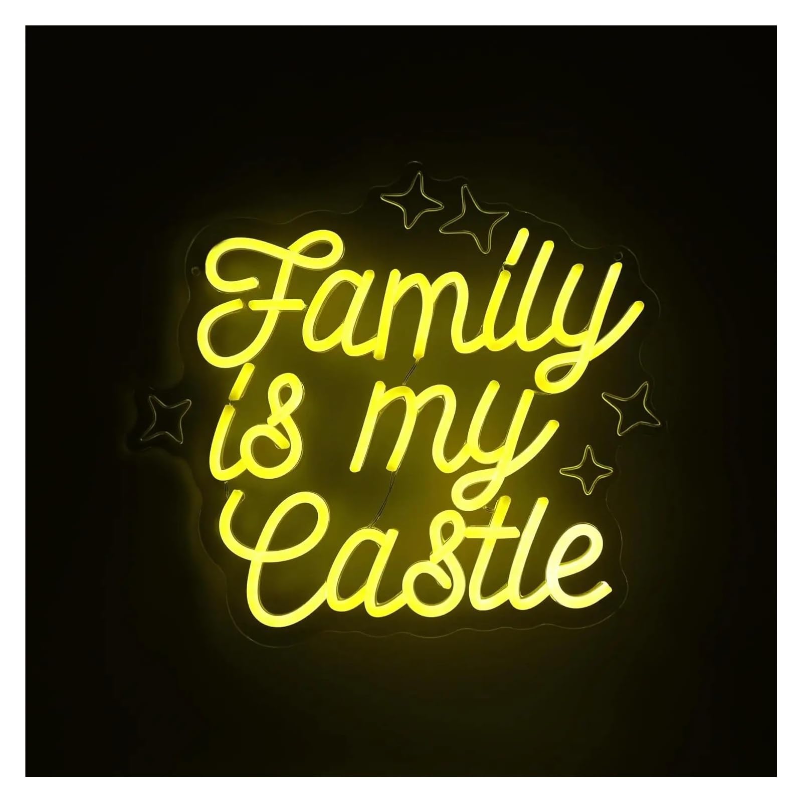 Luces de neón Las Luces De Neón La Familia Es Mi Castillo Aportan Calidez Y Protección A La Familia 48x42cm