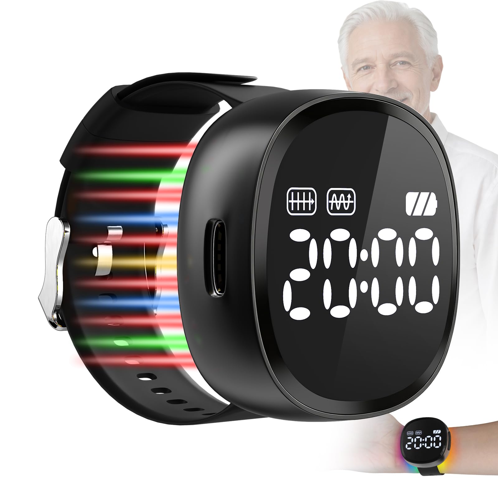 iKeener Aggiornato 4-in-1 Terapia Laser Orologio, Terapia Adiuvante Dell'iperglicemia, Iperpressione Sanguigna e Iperlipidemia, Alleviare Tensione e Migliorare Lo Stress, Promuovere il Sonno