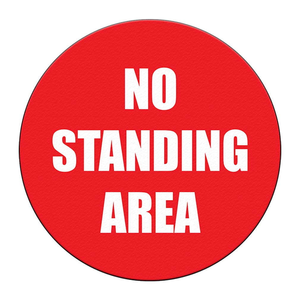 No Standing Floor Decals Area Red Anti-Slip Round Shape Lifestyle Industrial Signs Stickers 17Inches Longer Side