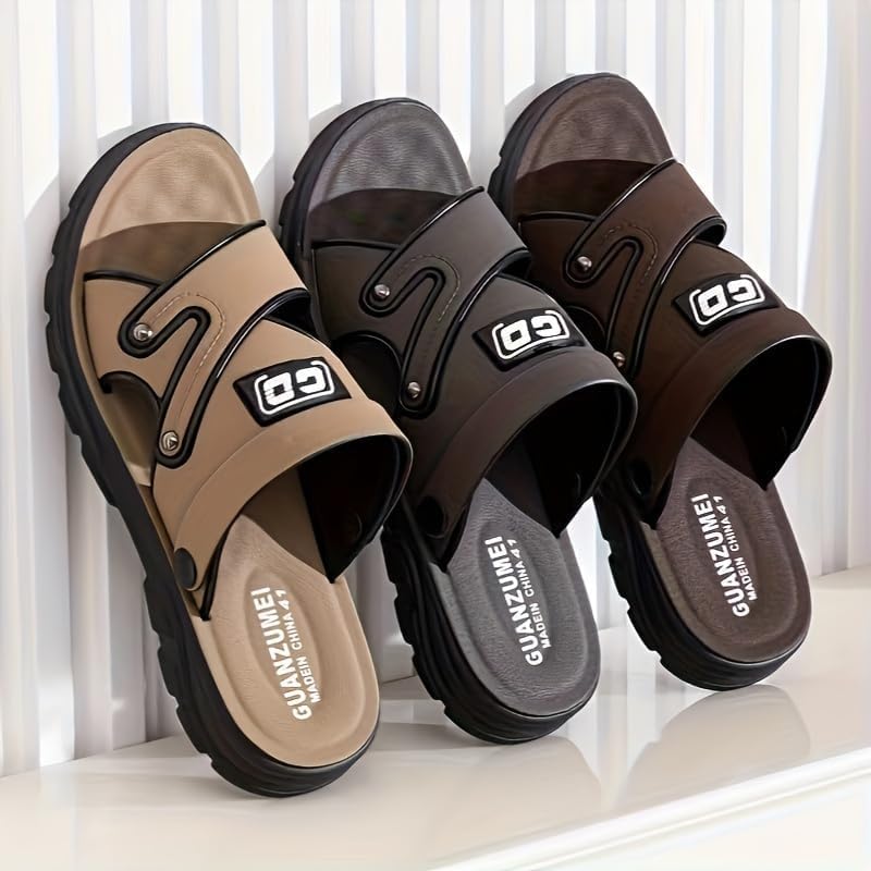 Men's slippers, men's letter design casual sandals slippers, summer outdoor non slip beach shoes3