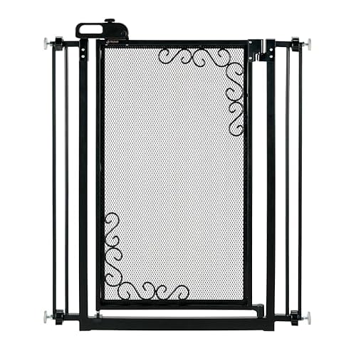 Richell - Tall One-Touch Metal Mesh Pet Gate (94942) Black Pet Gate #TOP7