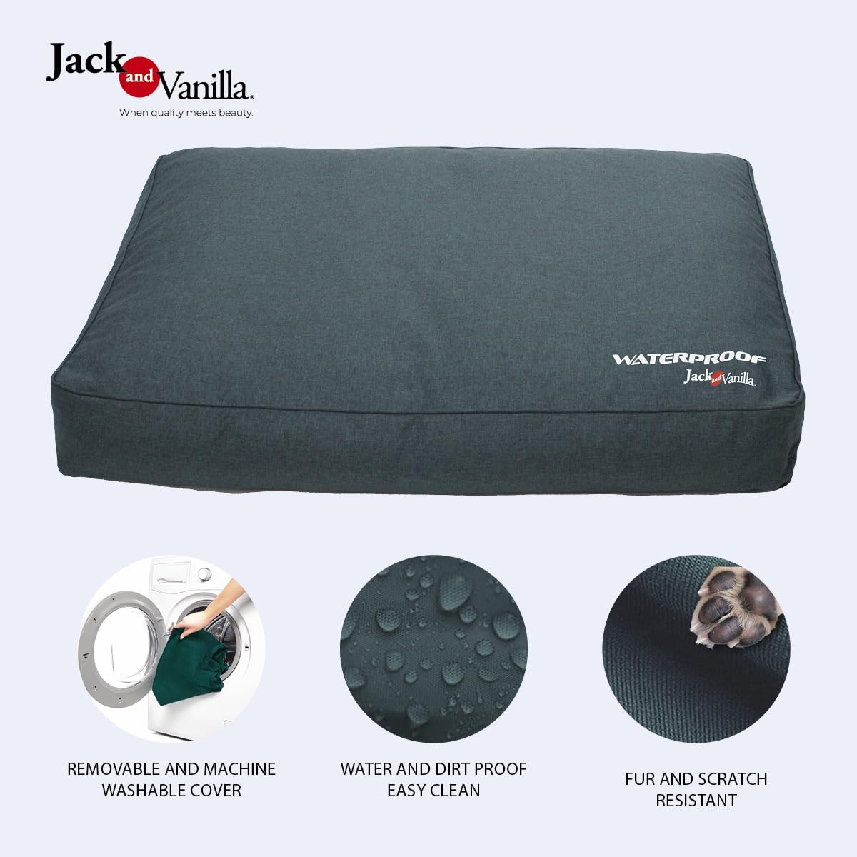 JACK AND VANILLA - Waterdichte hondenbank - waterdicht, duurzaam en comfortabel voor kleine tot grote honden - gemakkelijk te wassen - kleur groen M, 80 x 60 x 25 cm