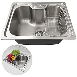 Dona D Cor, Cuba Inox Escovado 50x40 Para Pia Cozinha Gourmet Com Cesto Escorredor Cuba De Embutir ou Sobrepor Bancada Granito Marmore