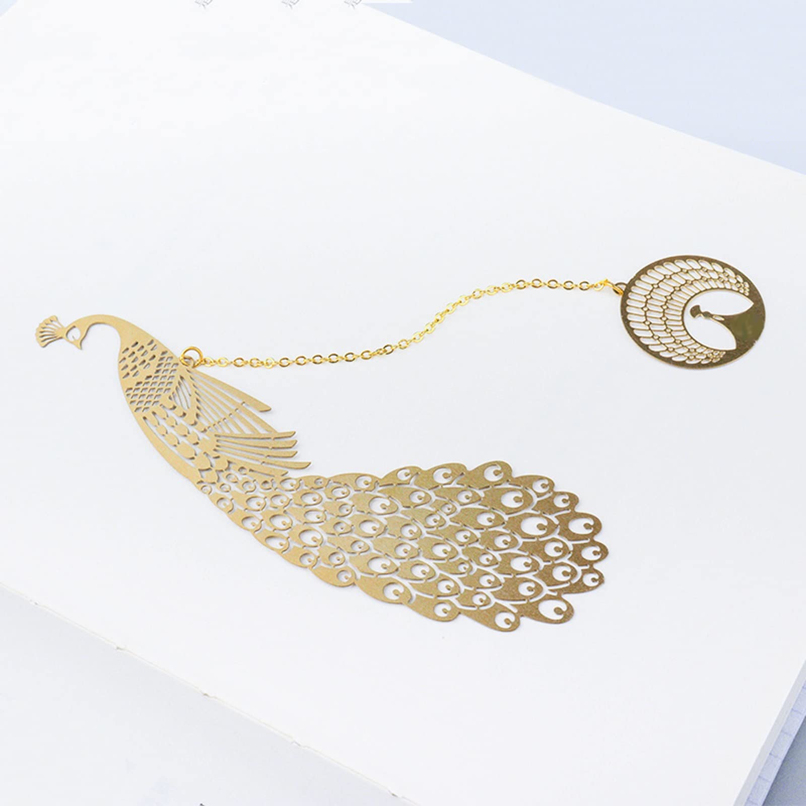 Lesezeichen Metall Peacock Anhänger Lesezeichen Geschenk Kreative chinesische Stil Graduation Geschenk for Jungen und Mädchen Buch Markierungen (Color : A)