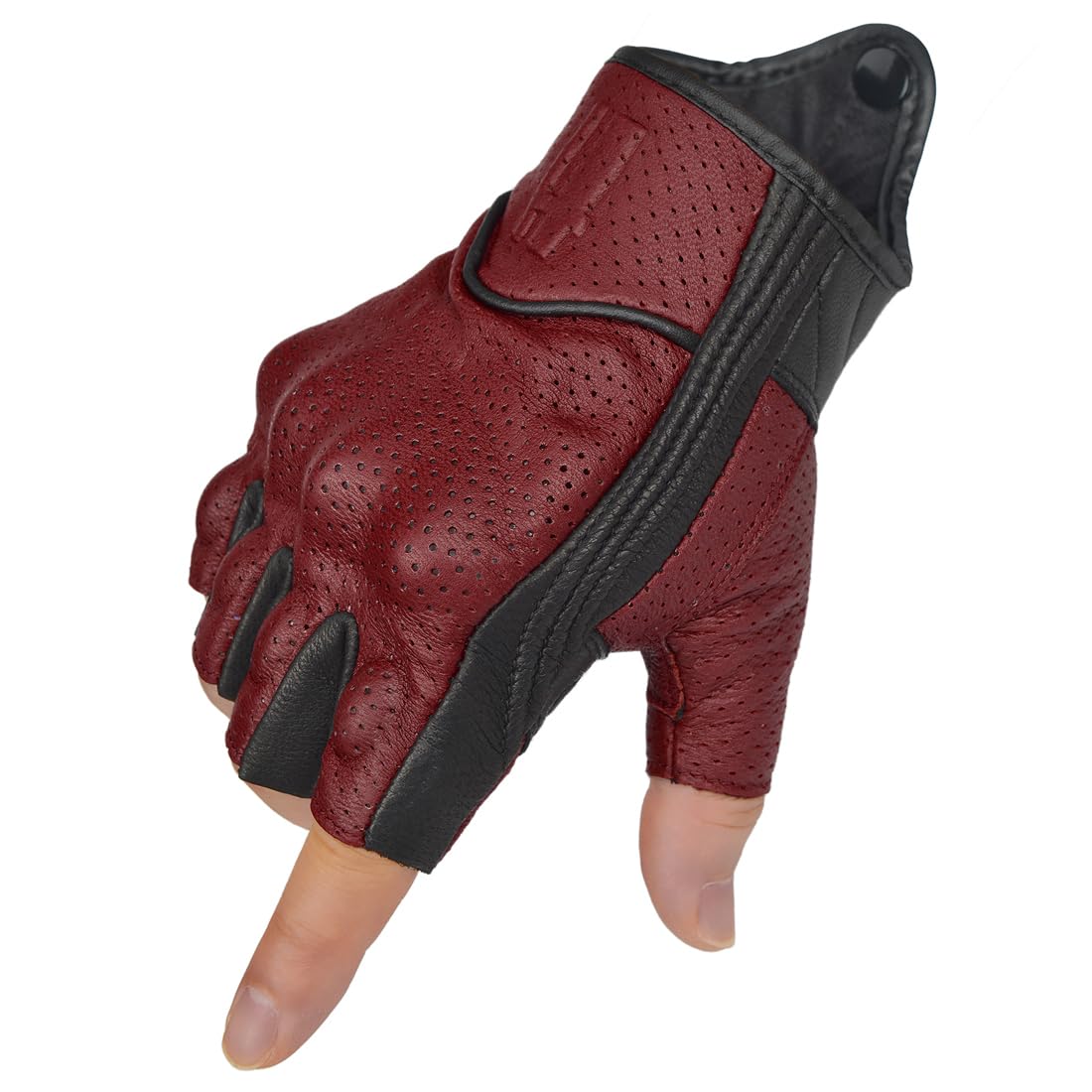 Harssidanzar Guanti da moto da uomo in pelle traforata Guanti da guida per moto CM044EU