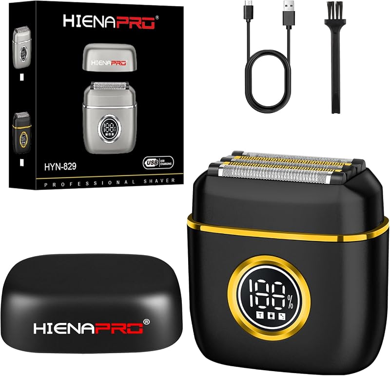 Barbeador elétrico de tela HIENA PRO com recarga USB-C e designação IPX7