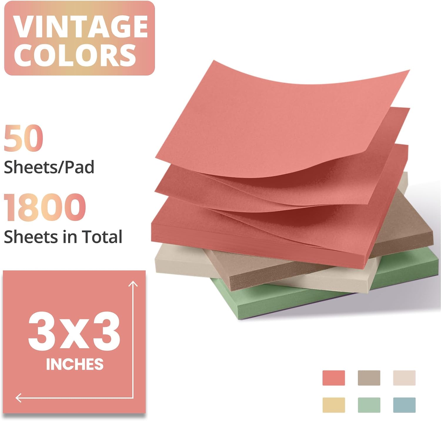 Taja 36 Pads Pop Up Sticky Notes, 3x3 Inches, Accordion Self-Stick Notes image 2