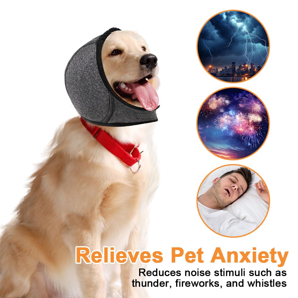 Grigio L Paraorecchie per Cani Impermeabili, Copriorecchie Cuffie per Cani Antirumore, Protezione Regolabile per Le Orecchie per Animali Domestici, Protezione dal Rumore Copri Orecchie per Cane