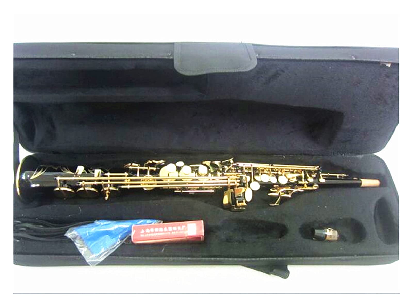 Sax Principianti Kit Sassofono Saxophone Dritto Strumento Musicale in Oro Nero B Sax Piatto Saxophone Lussuoso Intaglio con Custodia Strumento a fiato