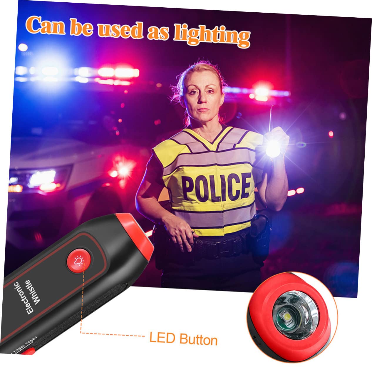 TOYANDONA Silbato Electrónico para Árbitros y Entrenadores, Abs Rojo, 3 Tonos y Luz LED Sos, Portátil con Linterna para Deportes, Emergencias y Actividades al Aire Libre