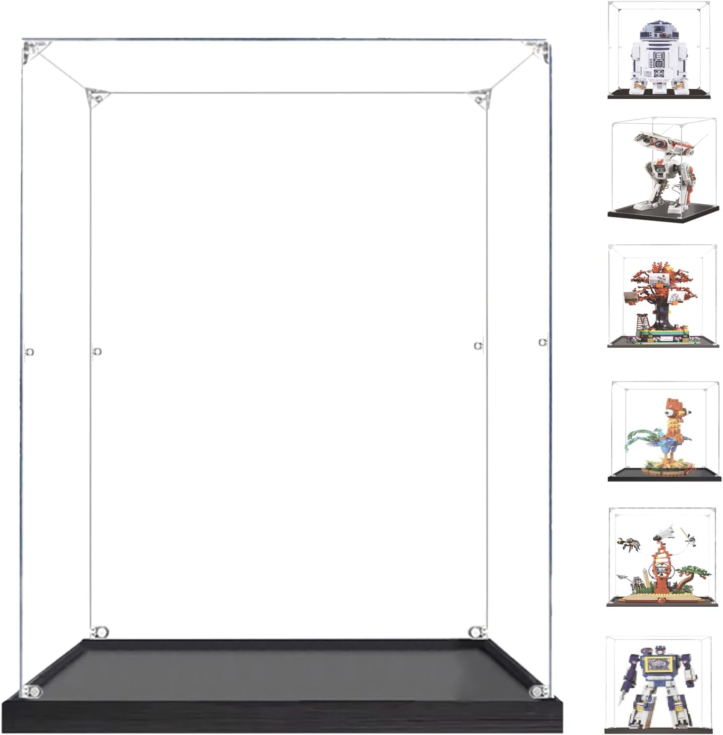 Display Case for Lego 75308 75335 21346 43272 21355 10358 - Acrylic Clear Display Box for [R2-D2/BD-1/Heihei/Evolution of STEM/Soundwave] - 9.8x9.8x13.8 inch