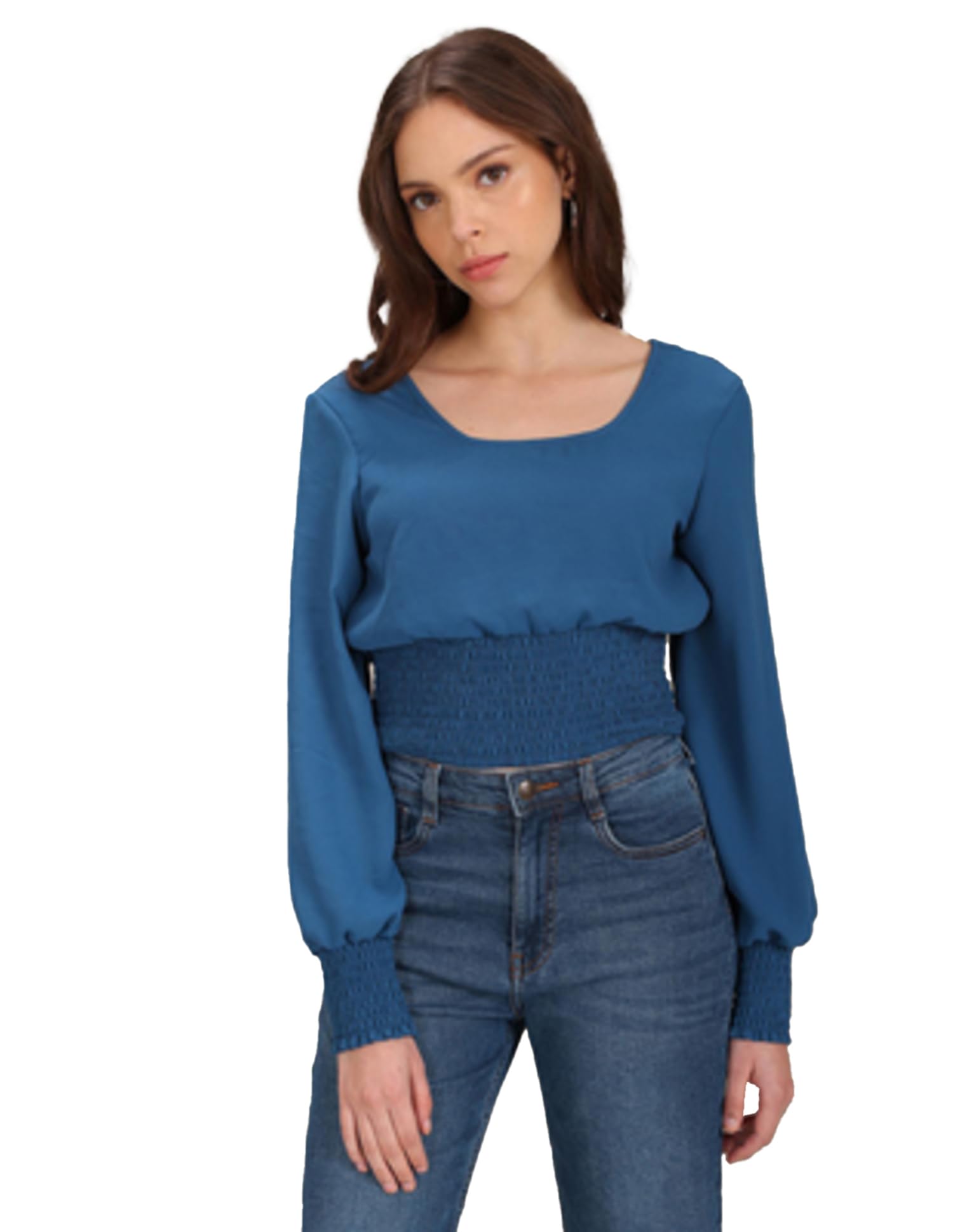 u.s. polo assn. Women Regular Fit Smocked Detail Cropped Top-picture-45