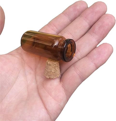 Miniatura 4 de 0.866x1.969x0.492 in 0.3 fl oz Botellas de vidrio ámbar con corcho pequeños frascos vacíos lindos 0.3 fl oz corchos de vidrio frascos de botella 12