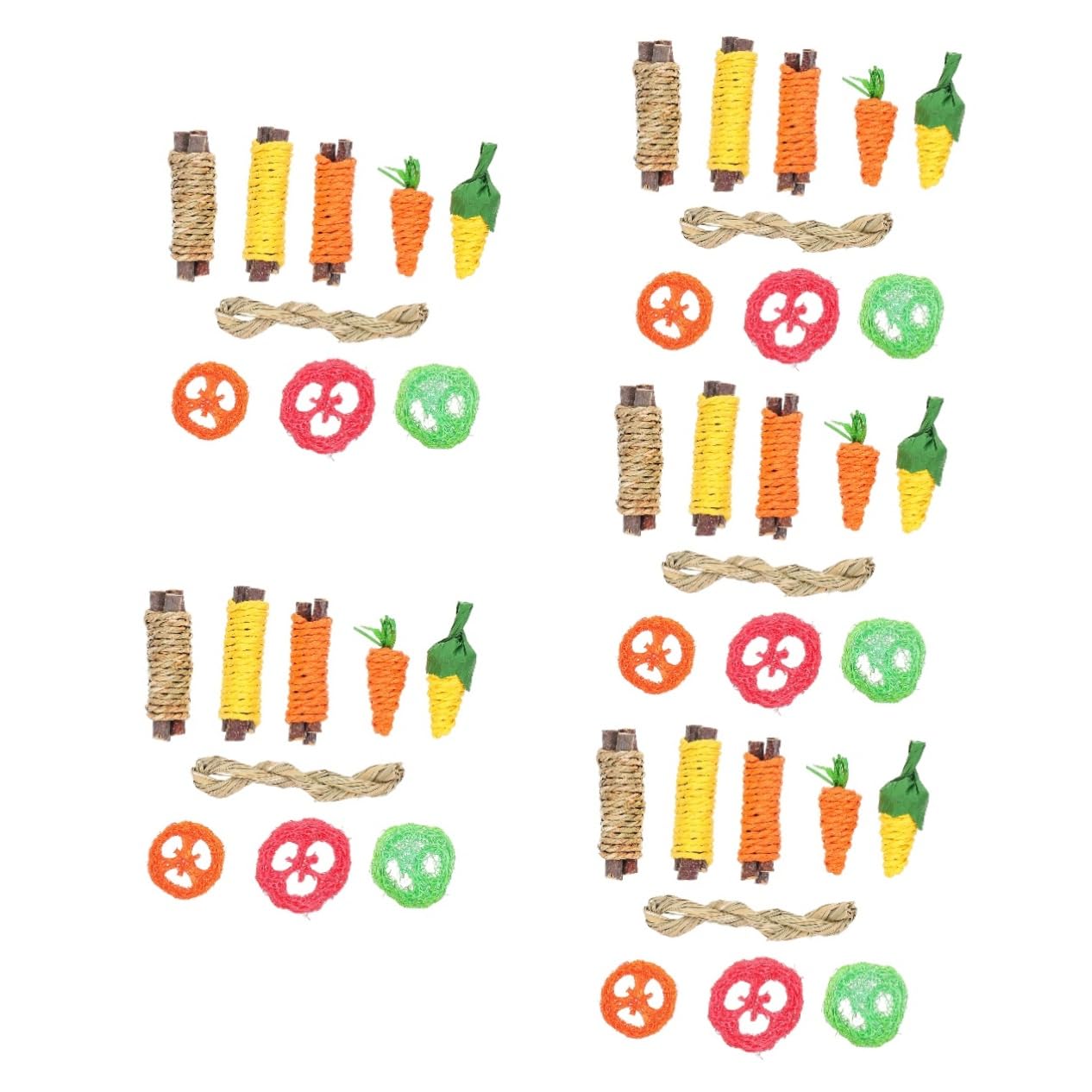 Housoutil 5sets Giocattoli Per Piccoli Animali Di Giochi Per Cani e Conigli Giocattolo Da Masticare Naturale Legno Per Criceti e Conigli Stimola Gioco e Salute