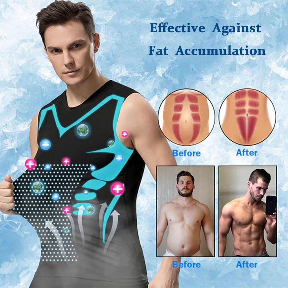 Shaper de Cuerpo de Iones para Hombre, Moldeador de Cuerpo, Chaleco de Barriga Adelgazante, Camisa de compresión térmica, Camiseta sin Mangas, Fajas,L, Black*2