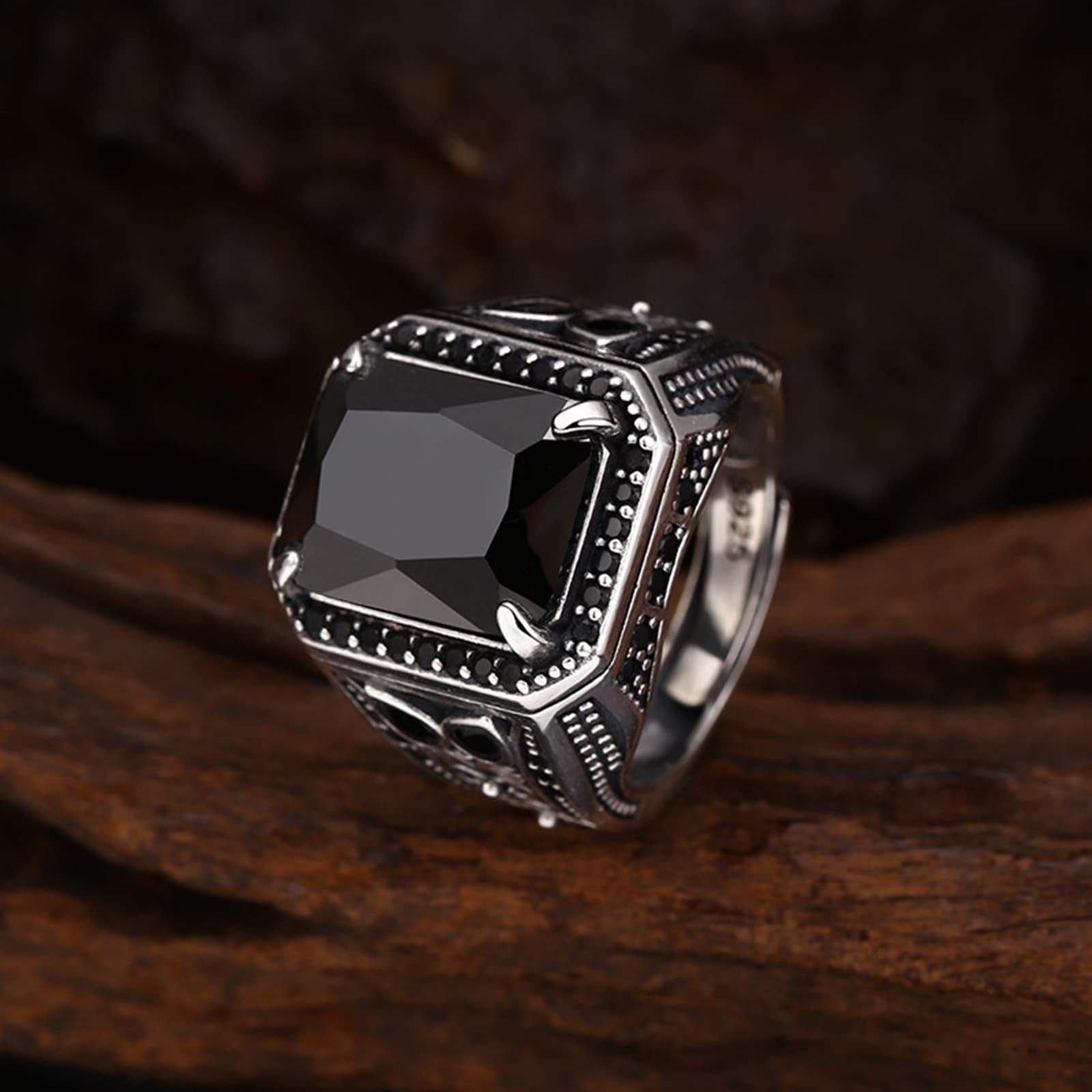Bague d'amitié pour homme en argent 925 véritable avec 4 griffes et zircones