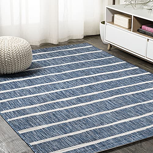 JONATHAN Y Berber Stripe Indoor Outdoor Area Rug 3X5 Blue/Ivory, Colonia for Backyard, Patio, Porch, Easy-Cleaning, High Traffic, Pet-Friendly, Non-Shedding (SMB125C-3) - Image 6
