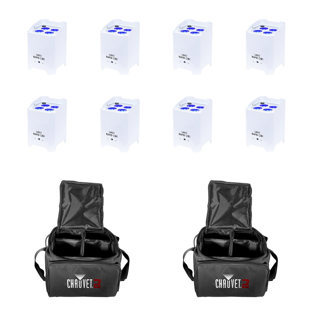 LEDJ QB1 RGBW LED batería Uplighter inalámbrico DMX carcasa blanca incluye 2 bolsas