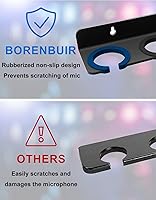 Vista 5 de Soporte de micrófono múltiple para micrófonos con cable e inalámbricos, soporta hasta 4 micrófonos, organizador de micrófono múltiple para soporte