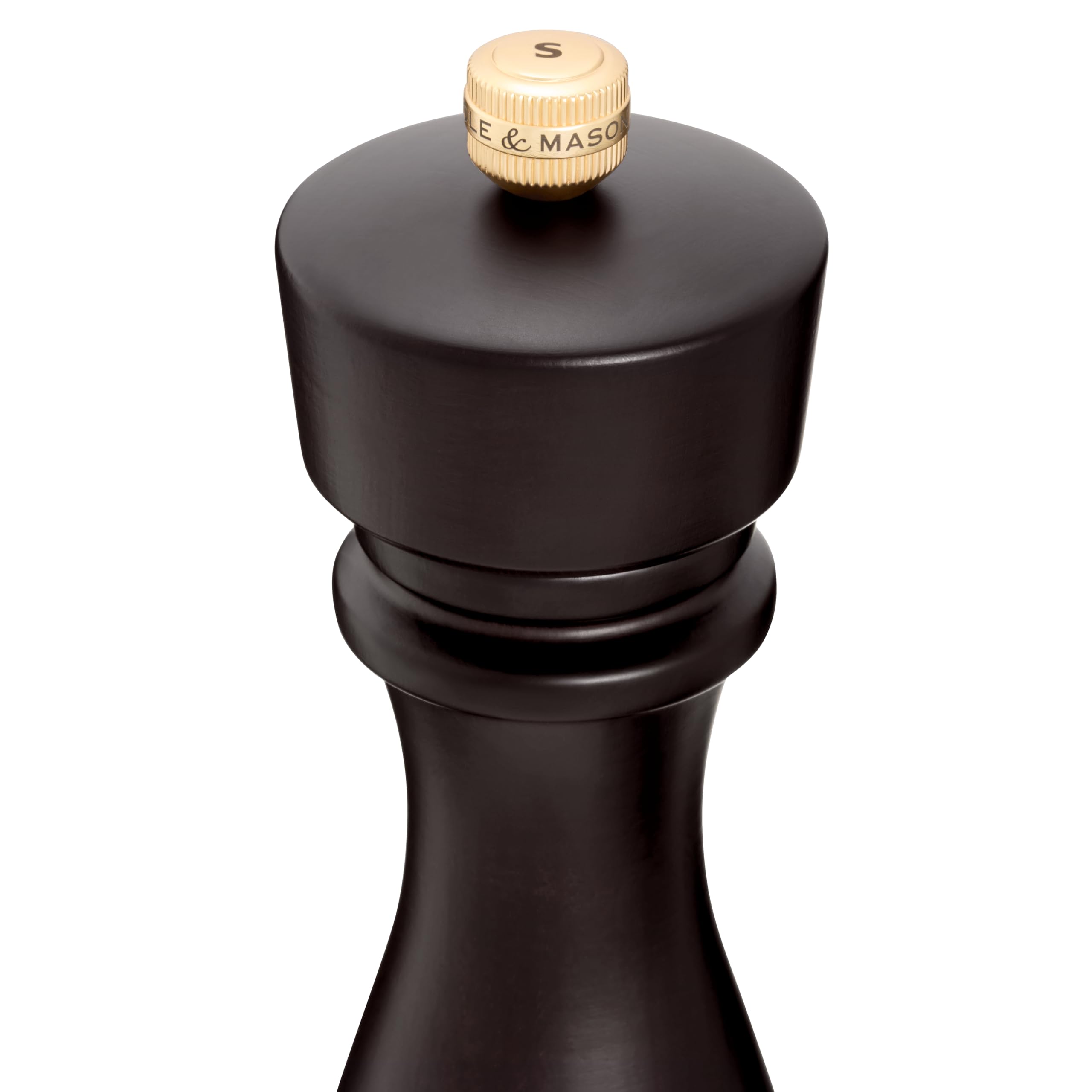 Cole & Mason London Molinillo de Sal, Mecanismo de Cerámica, 3 Grados de Molienda Ajustable, Madera de Haya Chocolate, Molinillo de Especias Recargable, Manual, 22 cm