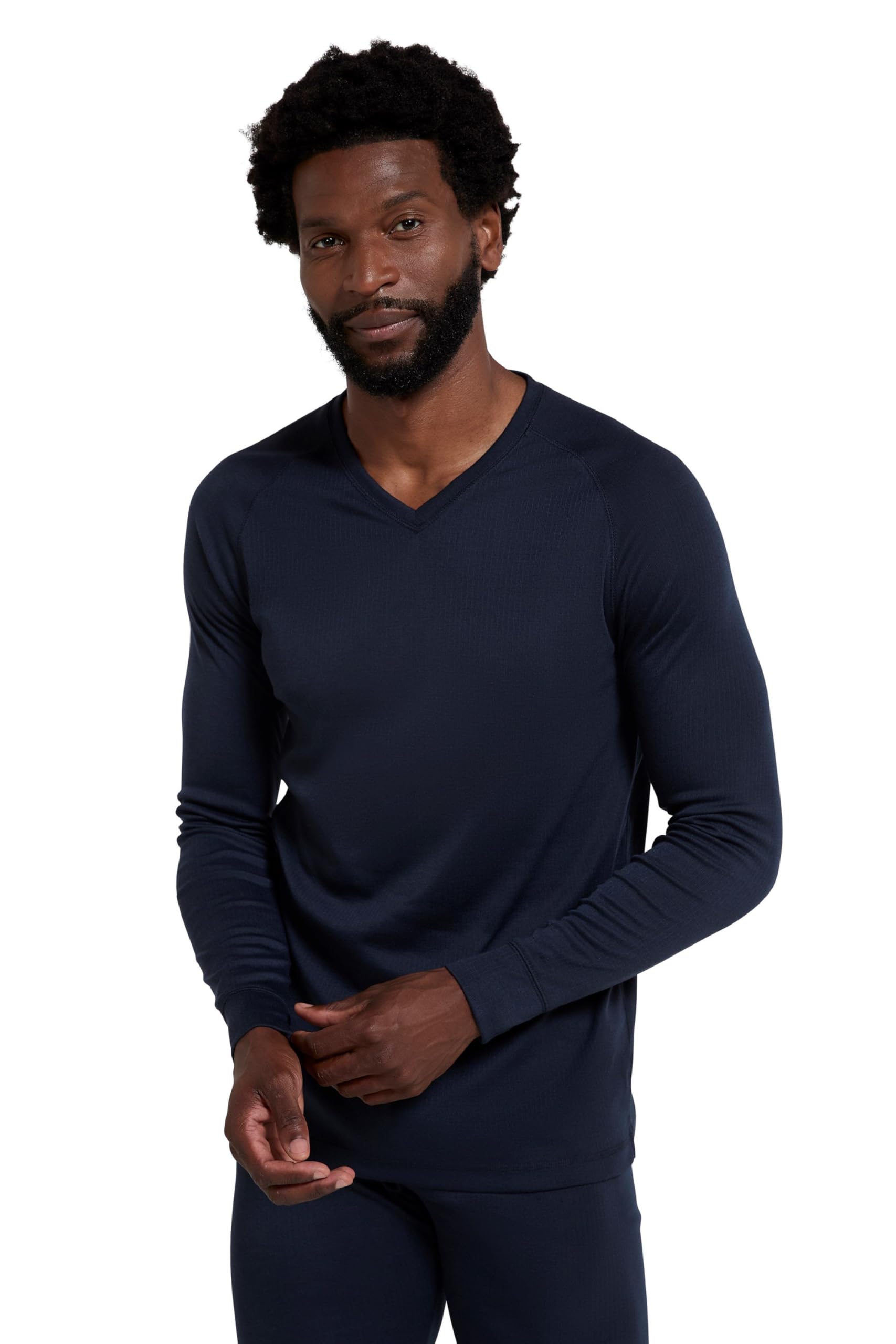 Mountain Warehouse Talus Mens V-Neck Baselayer Top - Warm, High Wicking Thermal Tee, Quick Drying, Lightweight - Best for, Cycling, Outdoors Navy 4XL