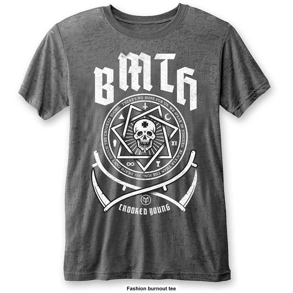 Rock Off Officially Licensed Products Men's Grey (Charcoal) Rockoff Trade Bring Me The Horizon Crooked Young (Burn Out) T-Shirt, Grey (Charcoal Charcoal), XX-Large