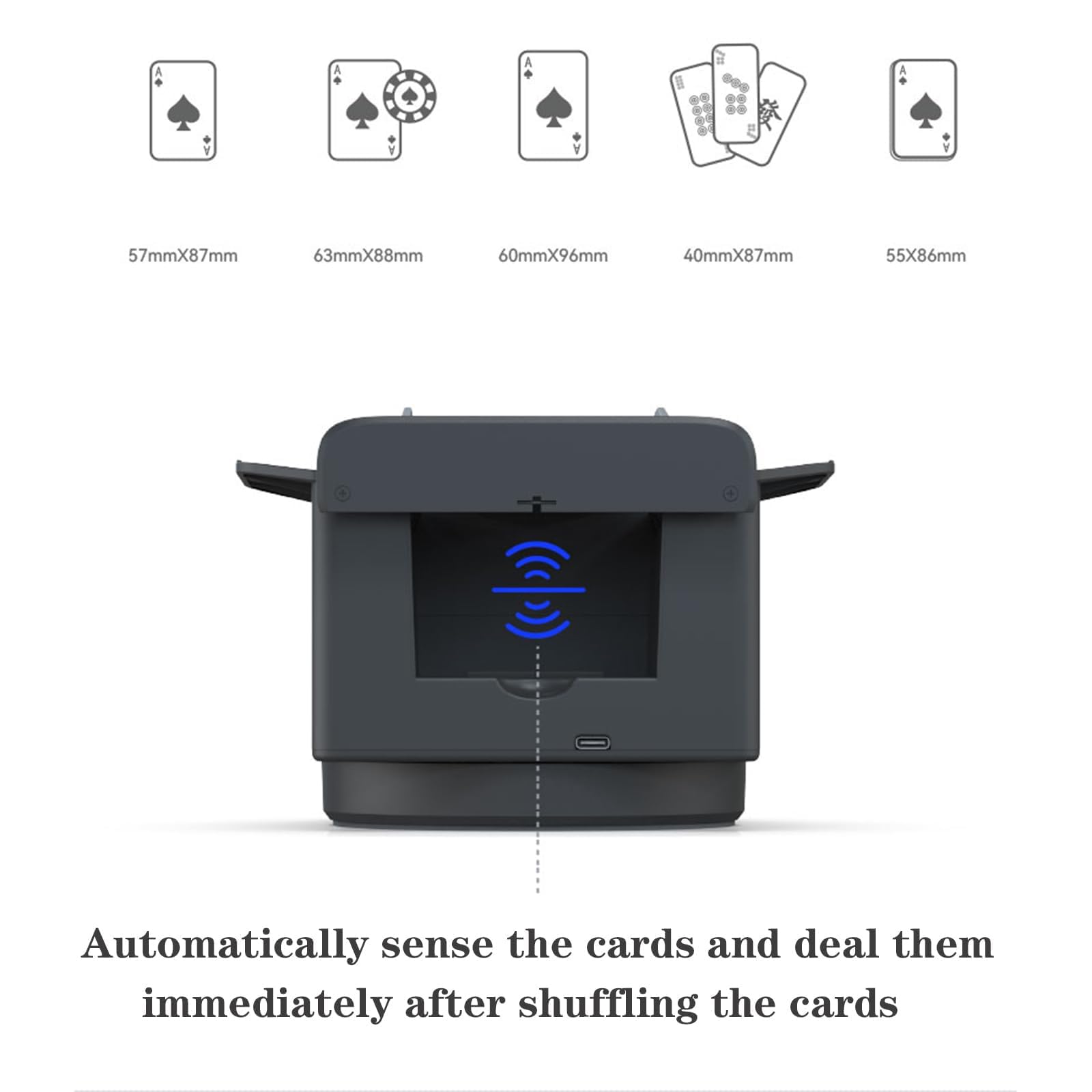 Rivenditore di carte e Shuffler 2 in 1 con rotazione a 360 gradi, 4 pulsanti wireless, ricaricabile per giochi di carte
