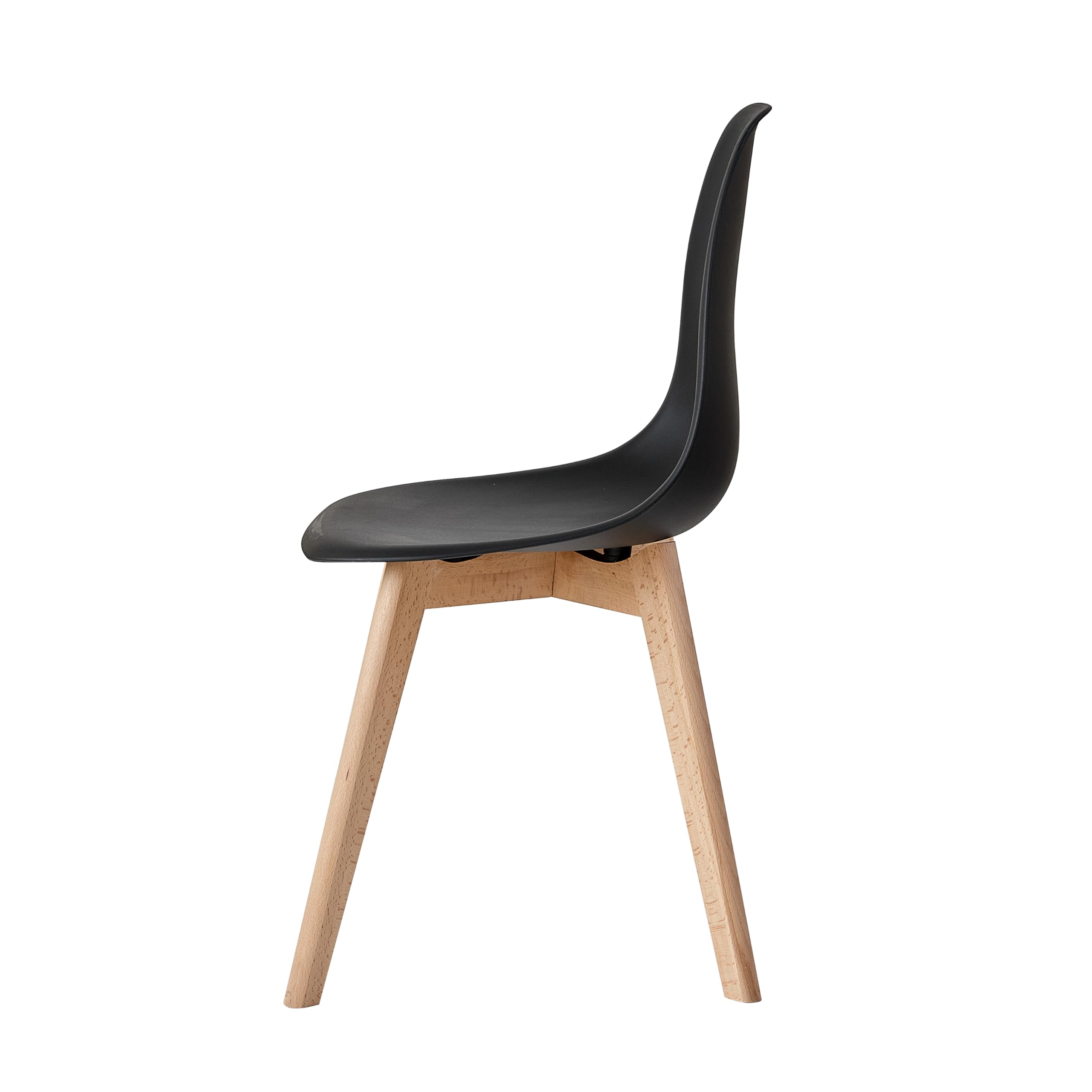 BenyLed Set di 4 Sedie da Pranzo Moderna Sedia Laterale con Sedile in PP e Gambe in Legno di Faggio ideale per Sala da Pranzo, Cucina, Soggiorno, Camera da Letto (Nero)
